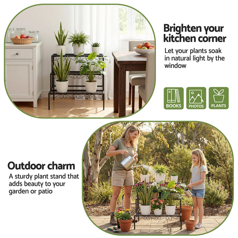 Artiss Metal Corner Plant Shelf – 3 Tiers