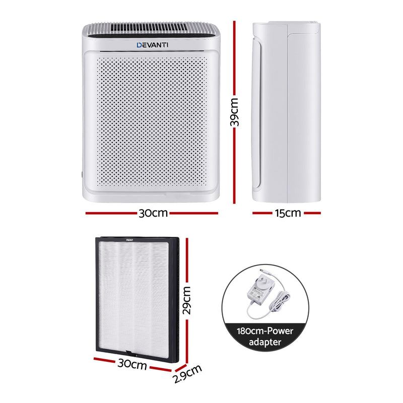 Devanti Air Purifier H12 HEPA PM2.5 Display + Spare Filter