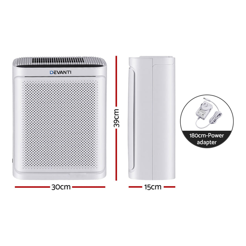 Devanti Air Purifier HEPA Air Cleaner Digital Display White