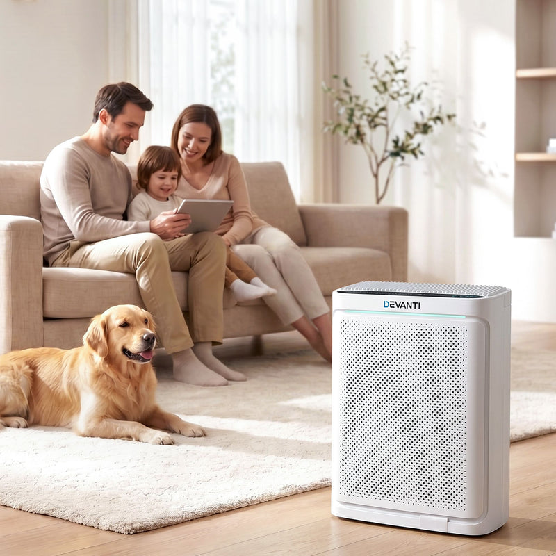 Devanti Air Purifier HEPA Air Cleaner Digital Display White