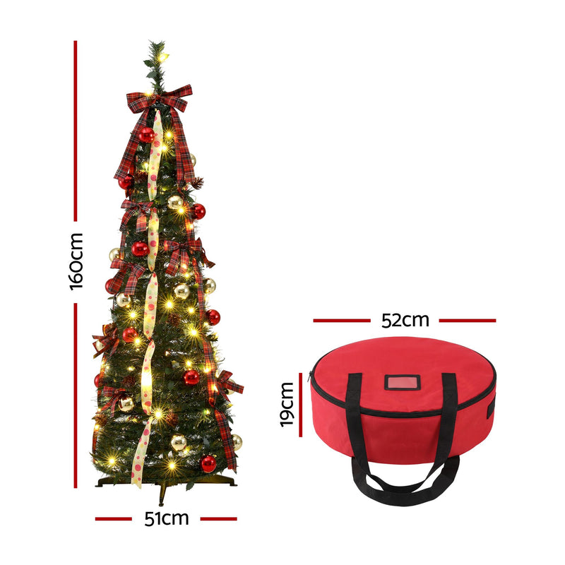 160cm Pre-Decorated Pop-Up Christmas Tree
