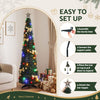 155cm Pre-Decorated Pop-Up Christmas Tree with Multicolour LEDs