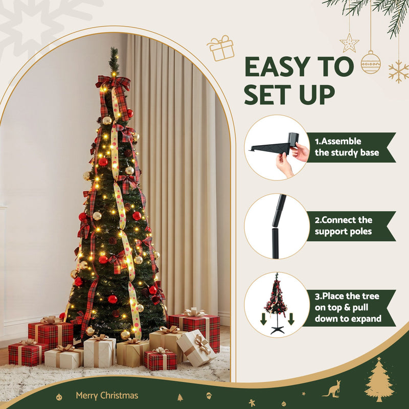 197cm Pre-Decorated Pop-Up Christmas Tree