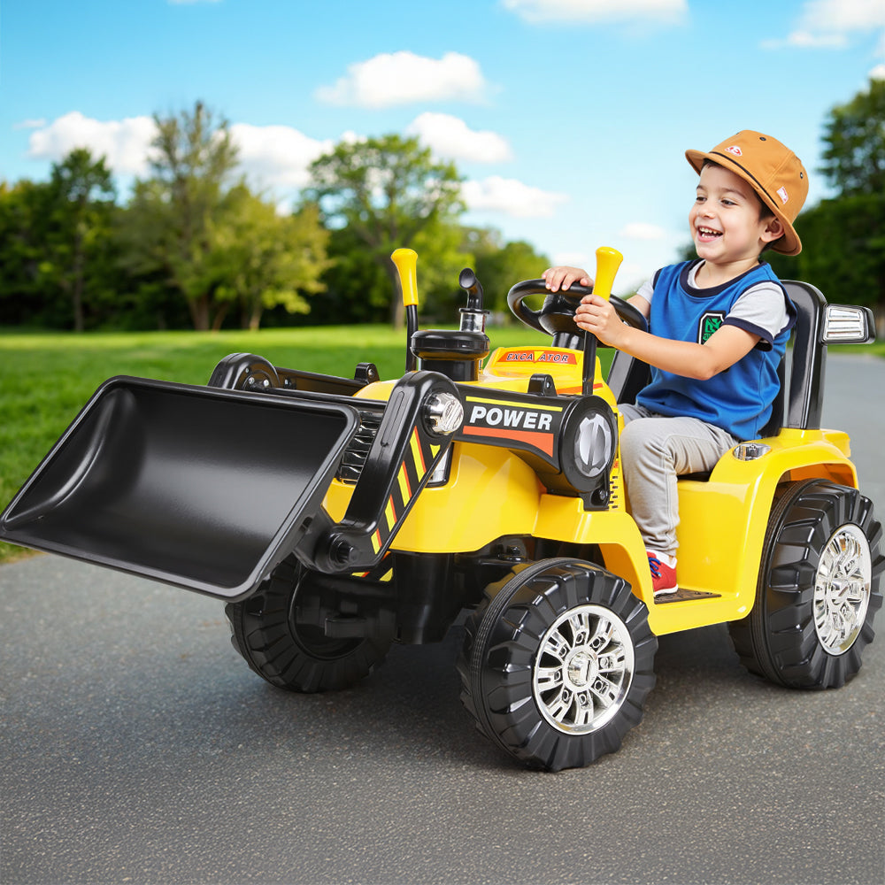 Rigo Kids Electric Ride-On Bulldozer – Digger Loader with Remote (6V, Yellow)