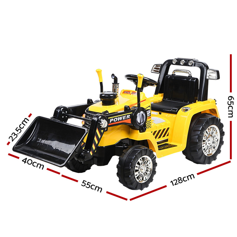 Rigo Kids Electric Ride-On Bulldozer – Digger Loader with Remote (6V, Yellow)