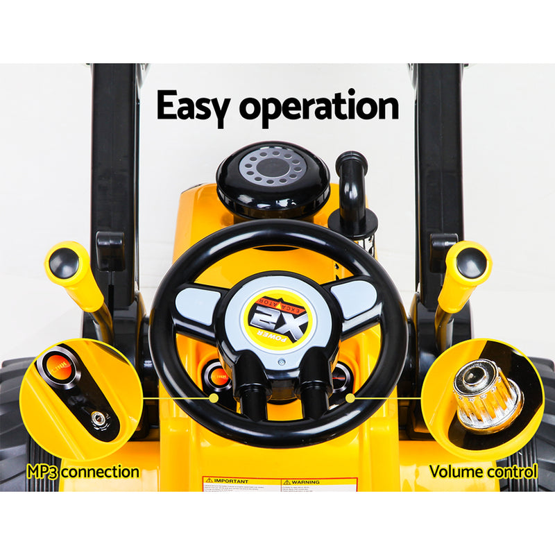 Rigo Kids Electric Ride-On Bulldozer – Digger Loader with Remote (6V, Yellow)
