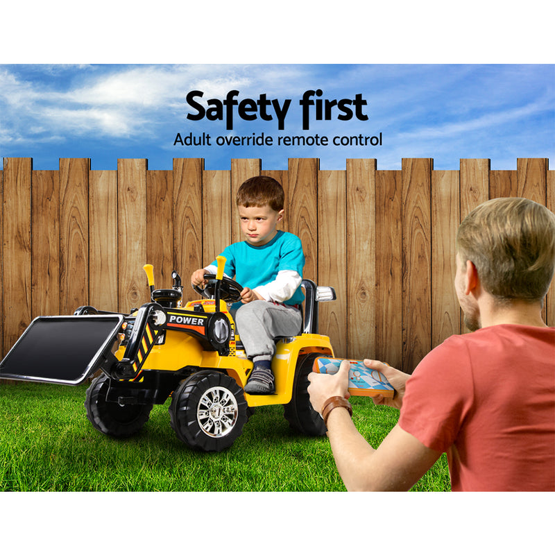 Rigo Kids Electric Ride-On Bulldozer – Digger Loader with Remote (6V, Yellow)