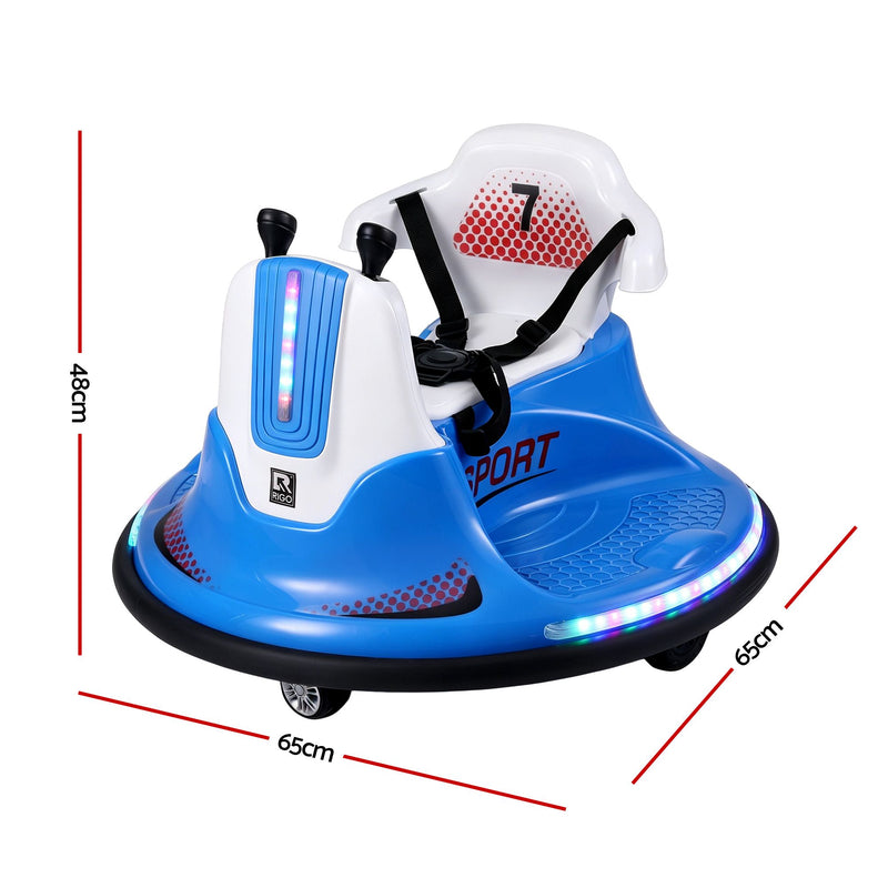 Rigo 12V Kids Ride-On Bumper Car with Remote – Blue
