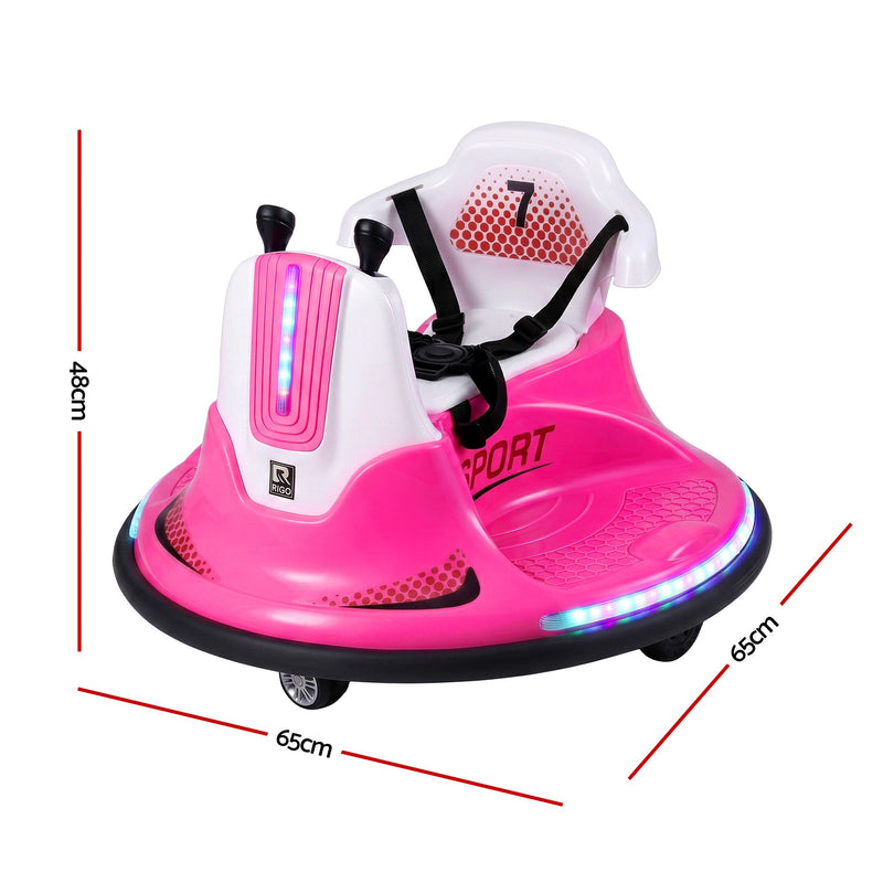 Rigo 12V Kids Ride-On Bumper Car with Remote – Pink