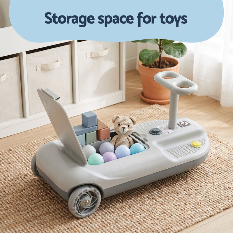 Rigo 12V Kids Ride On Cleaning Car with Mop 86cm Grey