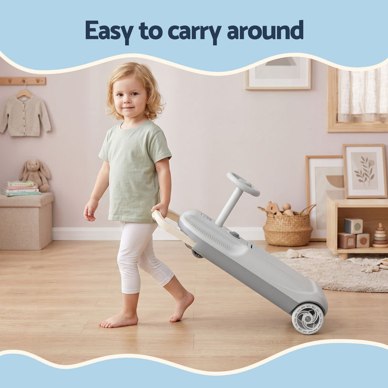 Rigo 12V Kids Ride On Cleaning Car with Mop 86cm Grey