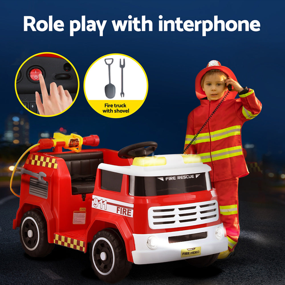 Rigo Kids Electric Fire Truck Ride-On with Water Gun & Music