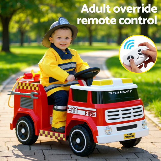 Rigo Kids Electric Fire Truck Ride-On with Water Gun & Music