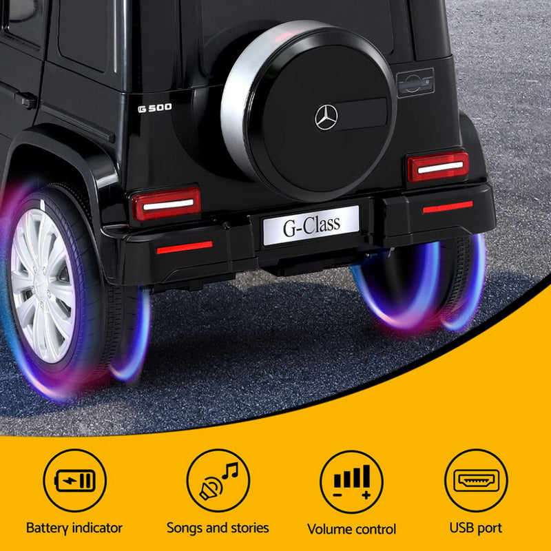 Kids Electric Ride-On Car – Mercedes-Benz G500 Licensed, Horn & Remote (12V, Black)