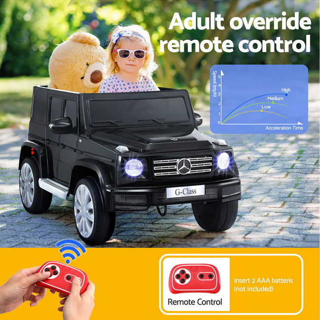 Kids Electric Ride-On Car – Mercedes-Benz G500 Licensed, Horn & Remote (12V, Black)