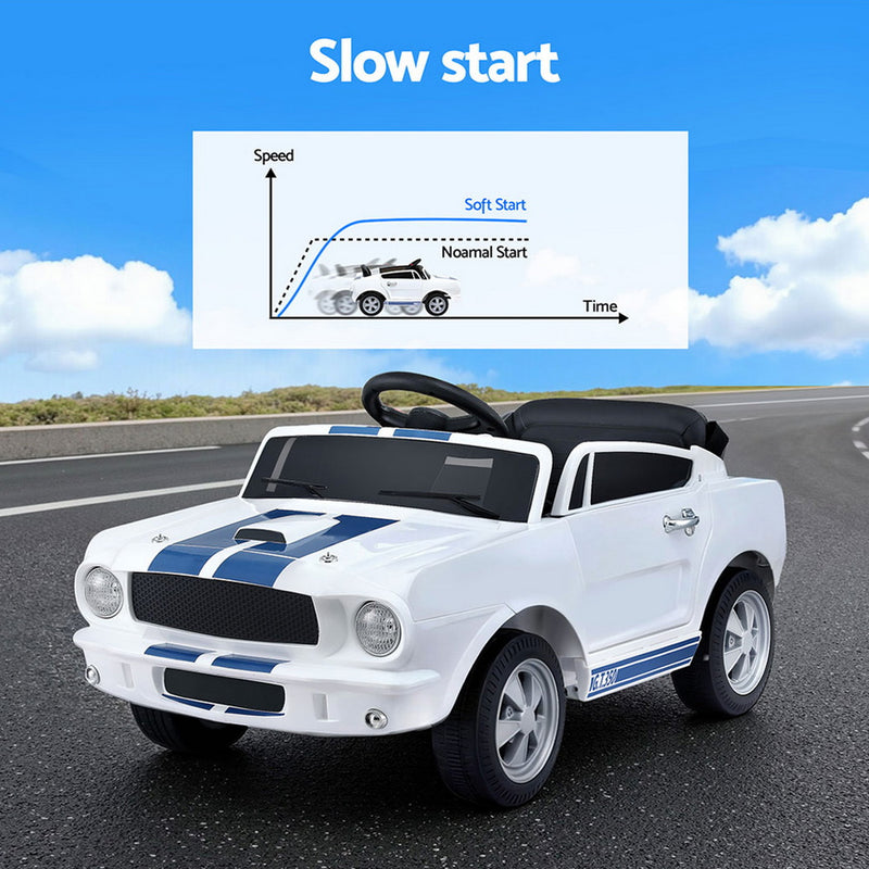 Licensed GT350 Kids Electric Ride-On Car with Music & Remote – White