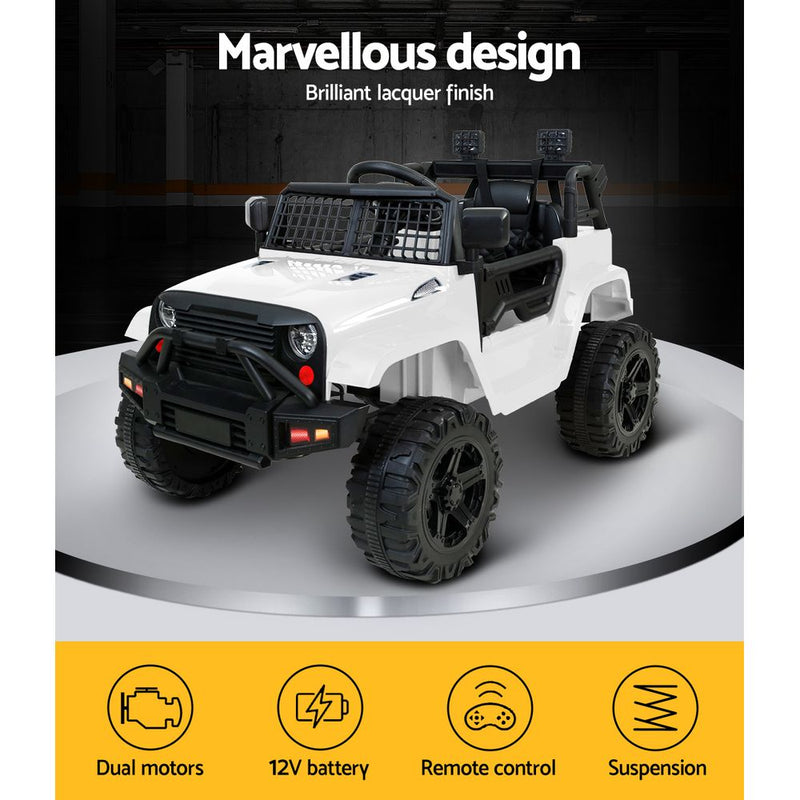 Rigo Kids Electric Ride-On Jeep – 12V Battery with Remote (White)