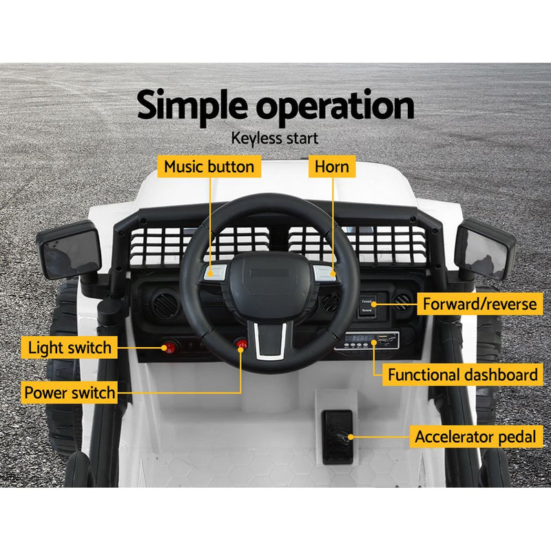 Rigo Kids Electric Ride-On Jeep – 12V Battery with Remote (White)