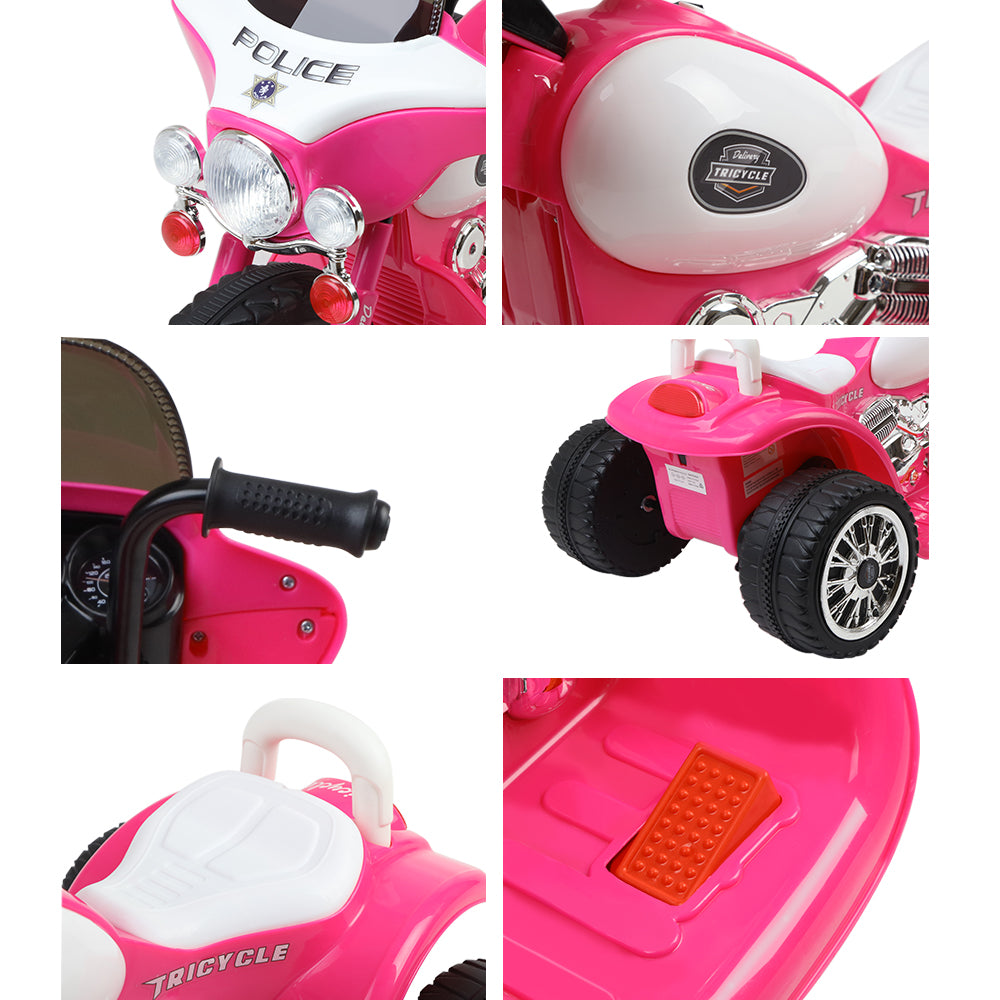 Rigo Kids 6V Electric Patrol Police Car – Pink