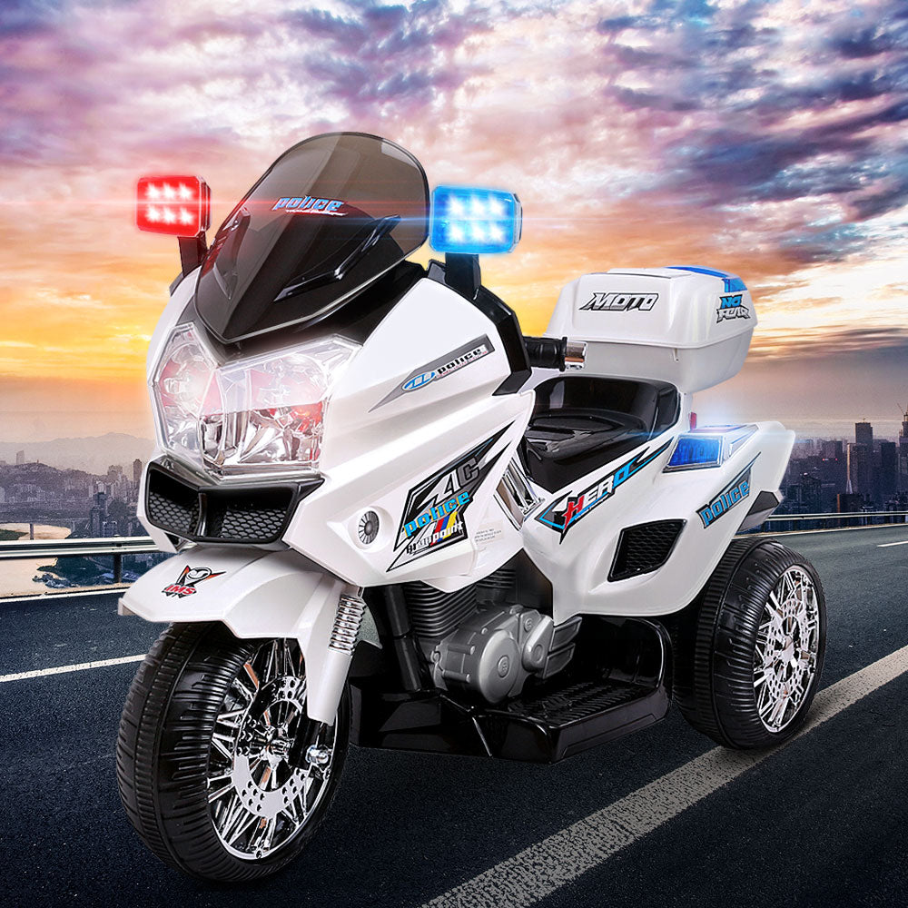 Rigo Kids Electric Ride-On Patrol Police Car – BMW-Inspired S1K (6V, White)