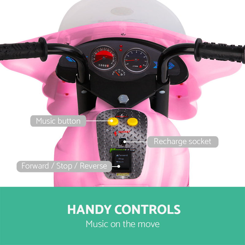 Rigo Kids Electric Police Motorcycle Pink