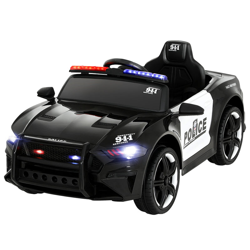 Rigo Kids Electric Patrol Police Car – 12V Battery Powered (Black)