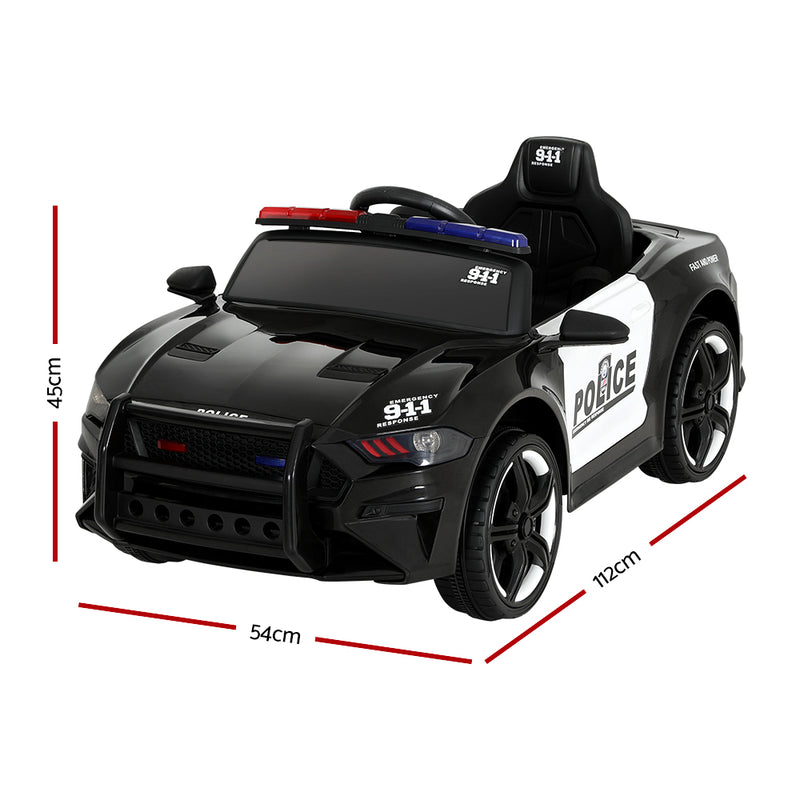 Rigo Kids Electric Patrol Police Car – 12V Battery Powered (Black)