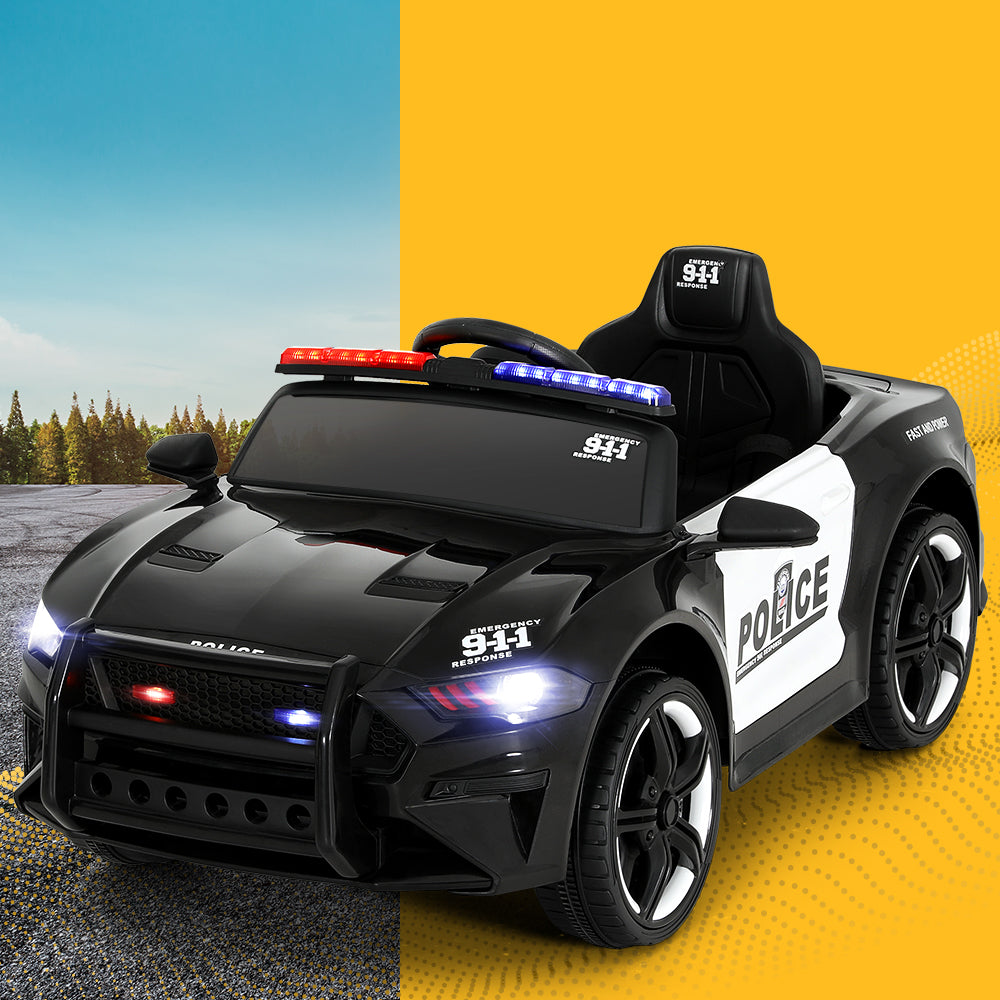 Rigo Kids Electric Patrol Police Car – 12V Battery Powered (Black)