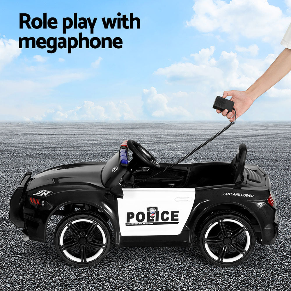 Rigo Kids Electric Patrol Police Car – 12V Battery Powered (Black)
