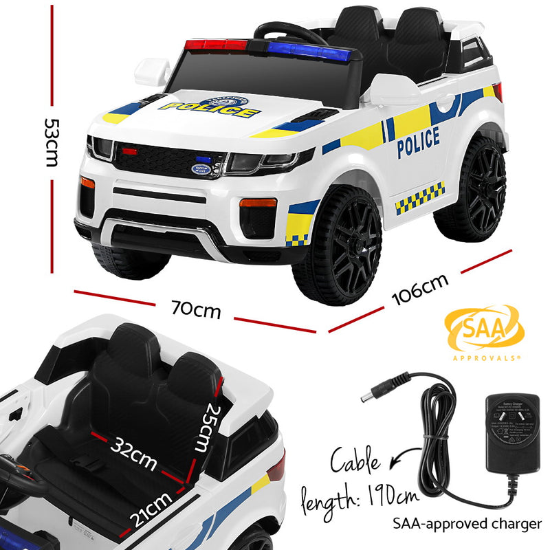 Rigo Kids Electric Police Ride-On Car – White