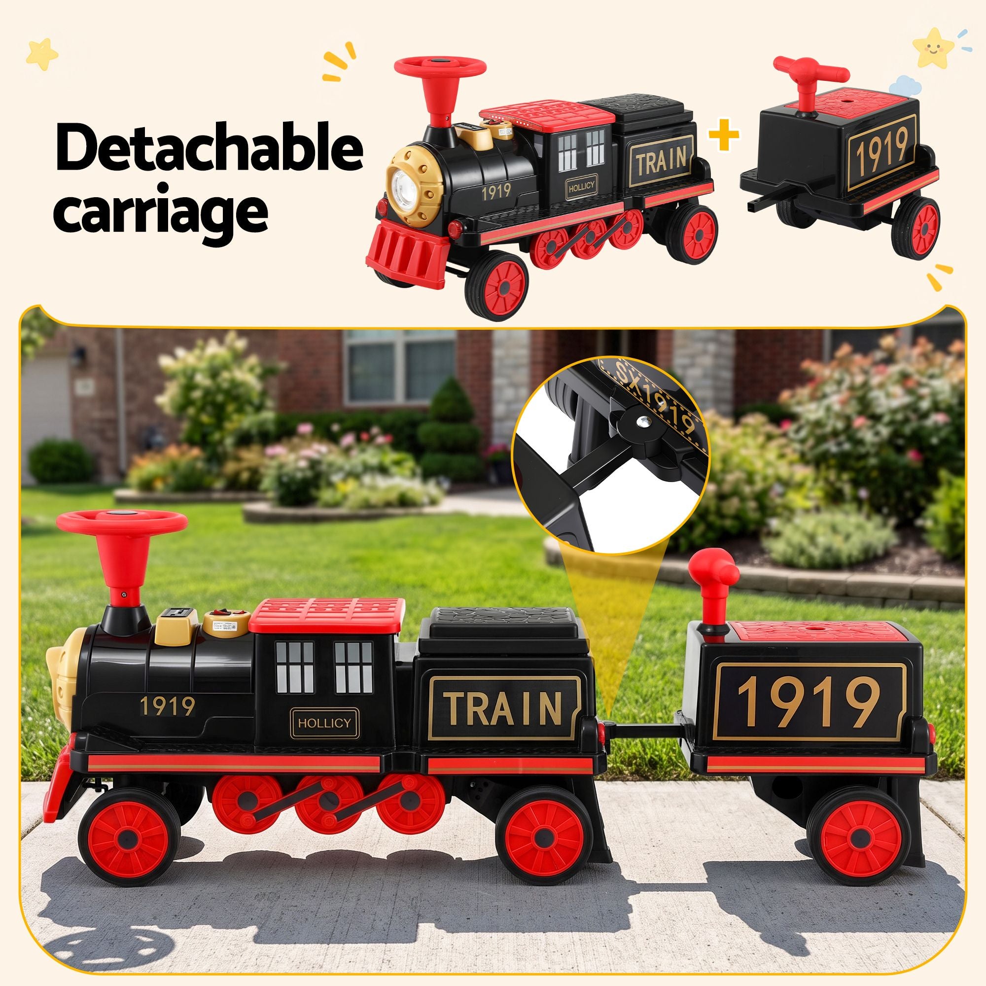 Rigo 12V Kids Ride On Train 2 Seater 136cm