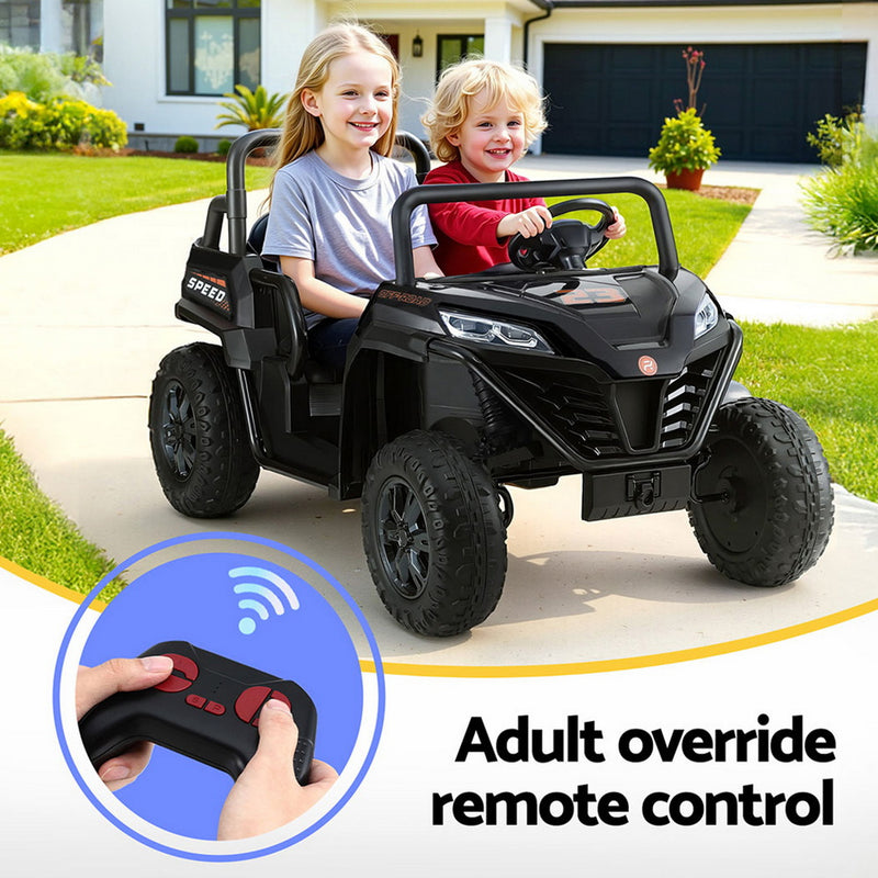 Rigo Kids Electric Ride-On Car with Headlights & Remote – Black