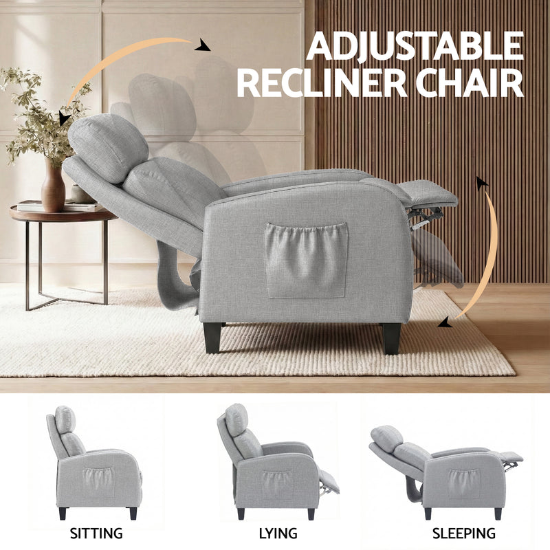 Artiss Grey Fabric Massage Recliner Chair