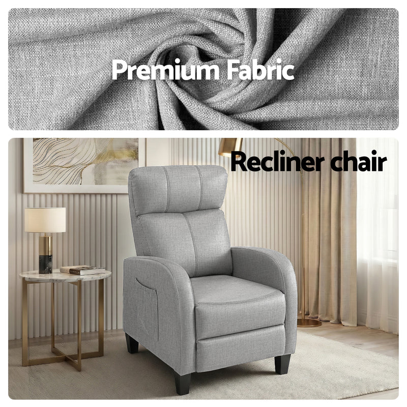 Artiss Grey Fabric Massage Recliner Chair