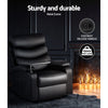 Artiss Recliner Chair Leather Black Tray Table Erika