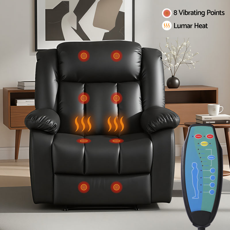 Artiss Massage Recliner Chair with Heat & USB – Black