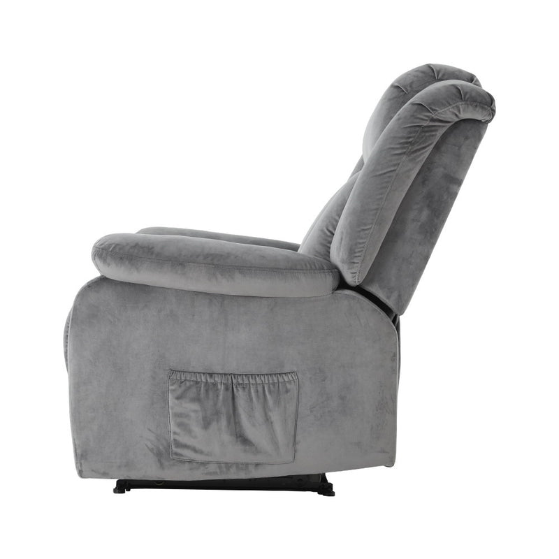 Artiss Electric Massage Recliner Chair – Heated Grey Velvet