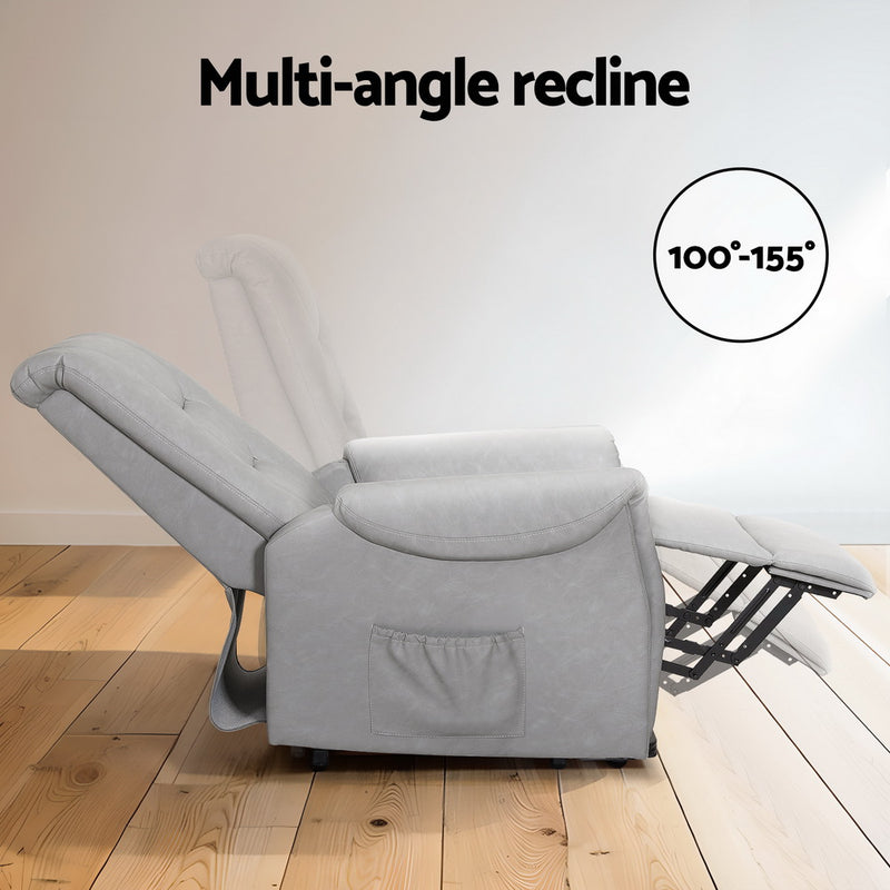 Artiss Leather Lift Recliner Chair – Grey