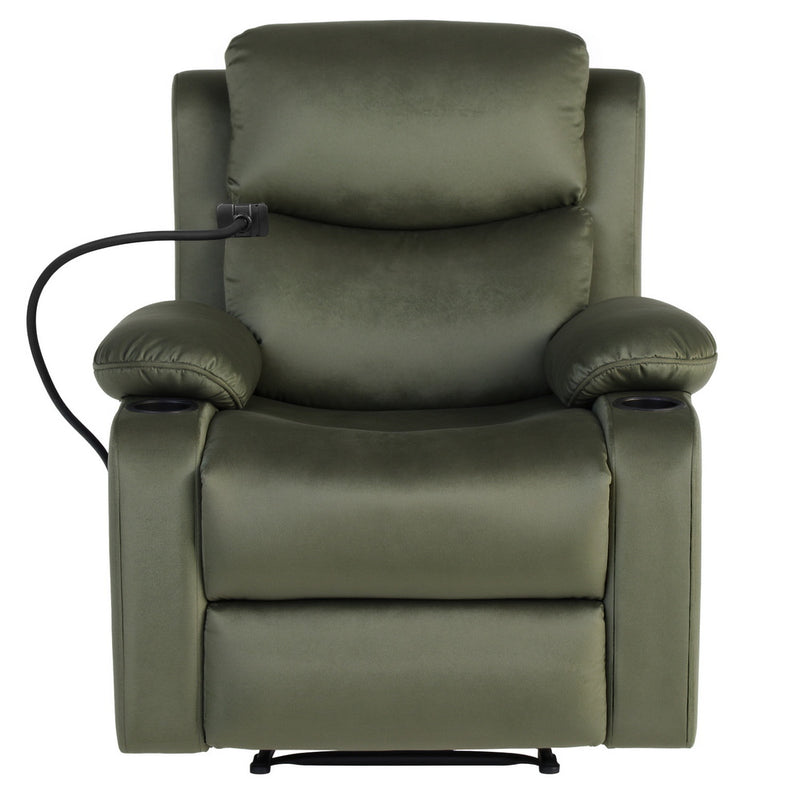 Artiss Recliner Chair – Heated Massage with Phone Holder (Velvet)