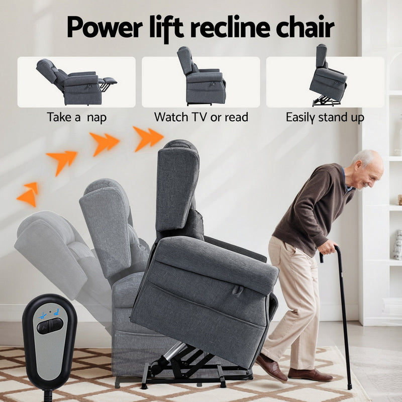 Artiss Electric Lift Recliner Chair with Massage & Heat