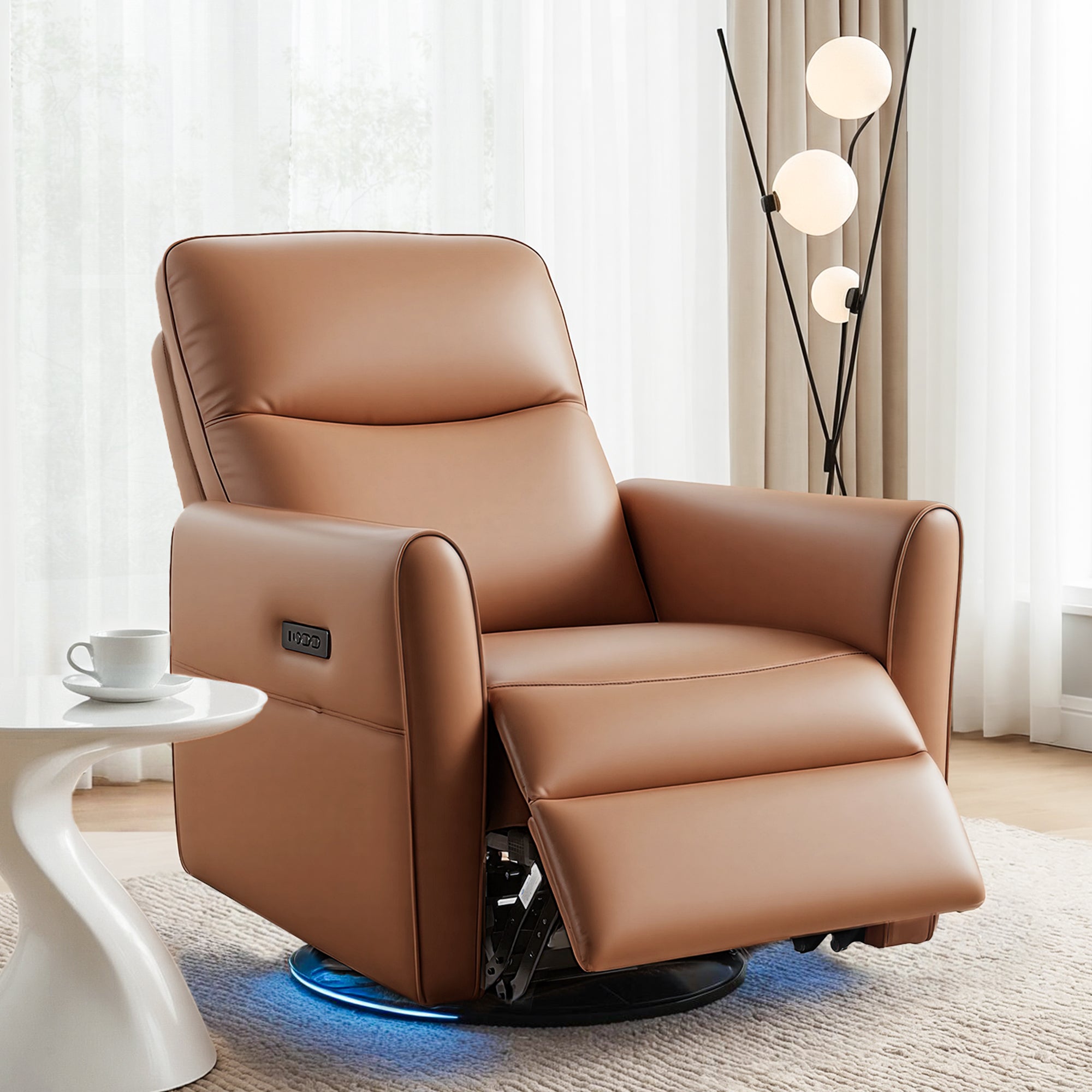 Artiss Swivel Recliner Chair Leather Brown