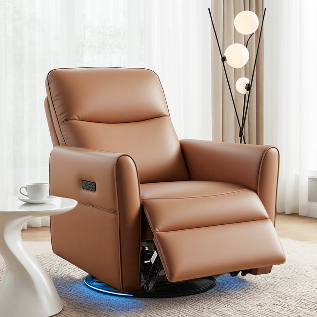 Artiss Swivel Recliner Chair Leather Brown