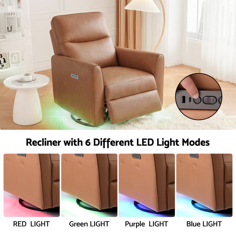 Artiss Swivel Recliner Chair Leather Brown