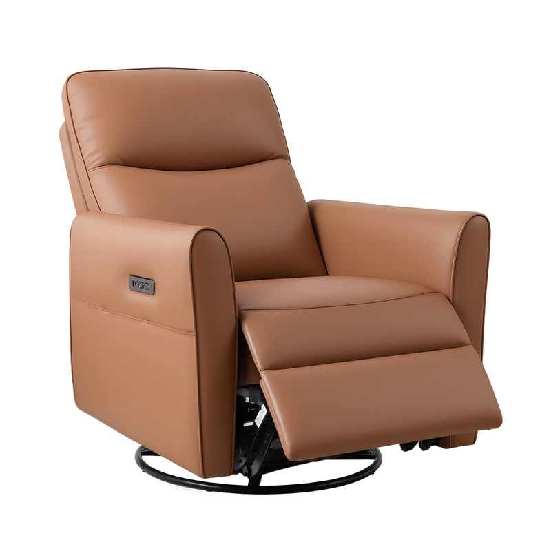Artiss Swivel Recliner Chair Leather Brown