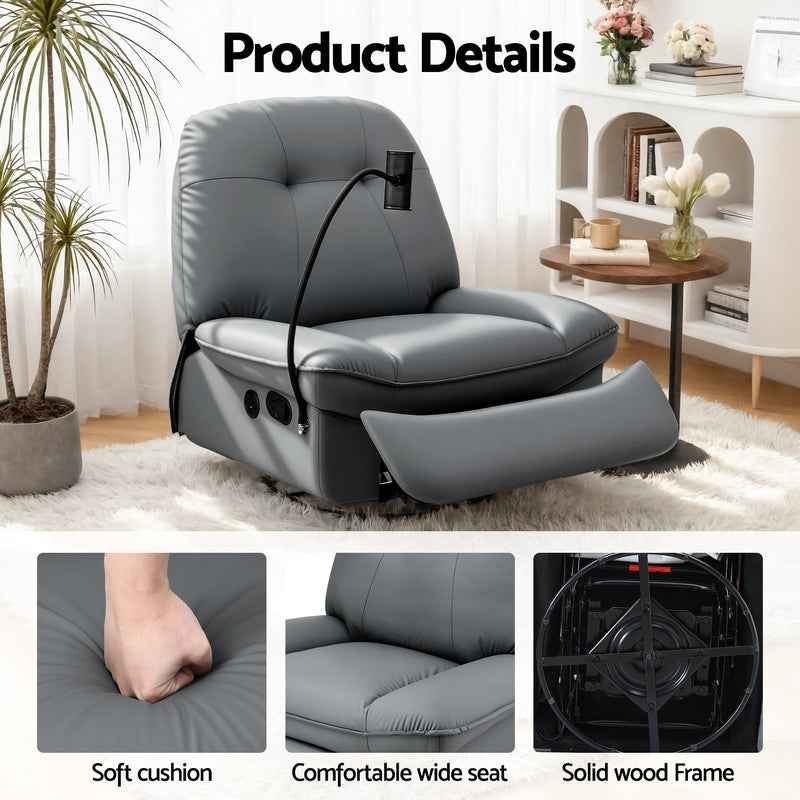 Artiss Swivel Rocker Recliner Chair with USB