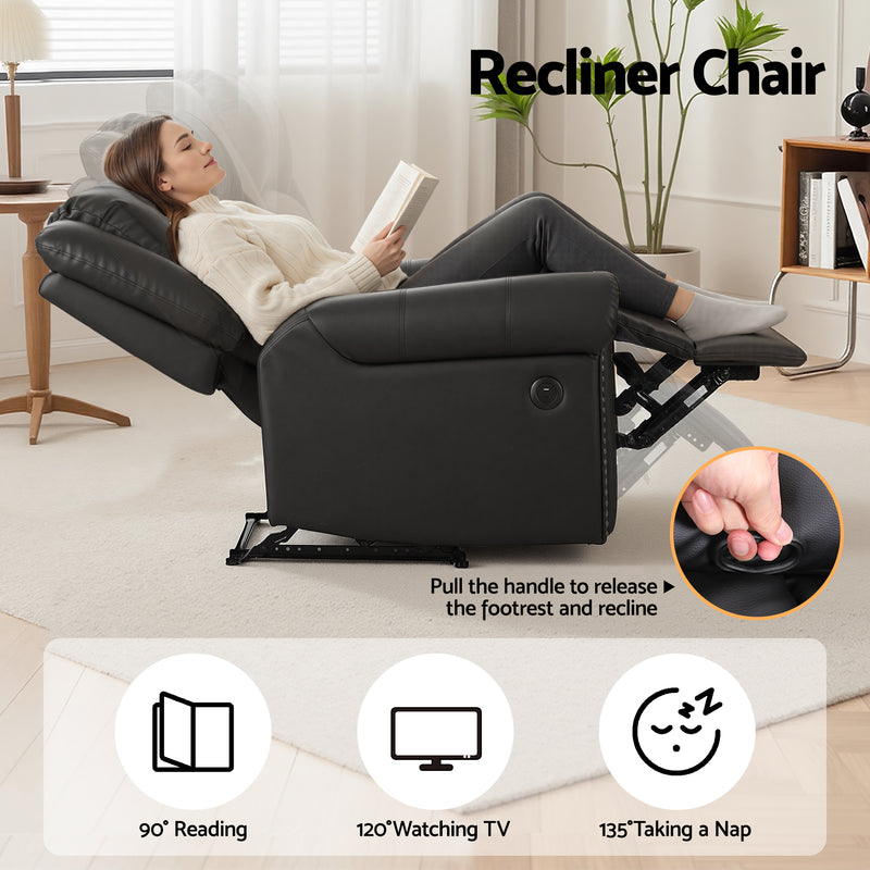Artiss Manual Recliner Armchair with USB Charging
