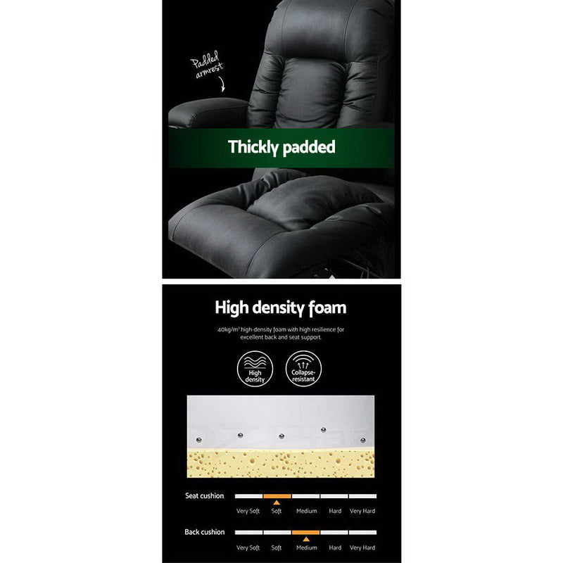 Artiss Electric Recliner Massage Chair – Heated Faux Leather