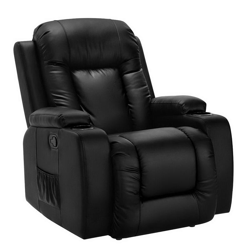 Artiss Electric Recliner Massage Chair – Heated Faux Leather