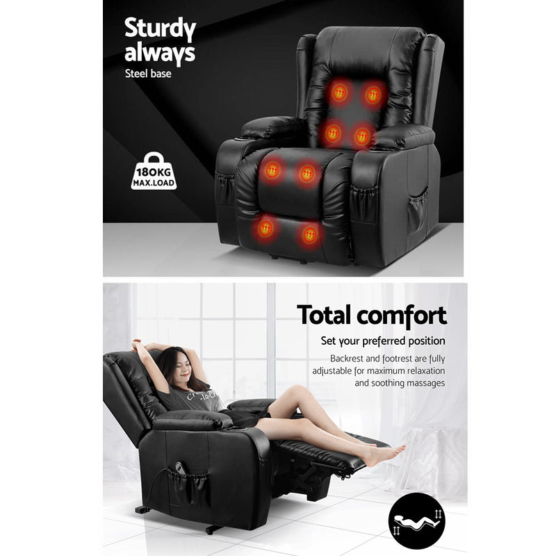 Artiss Rukwa Lift Recliner Chair with Massage & Heat