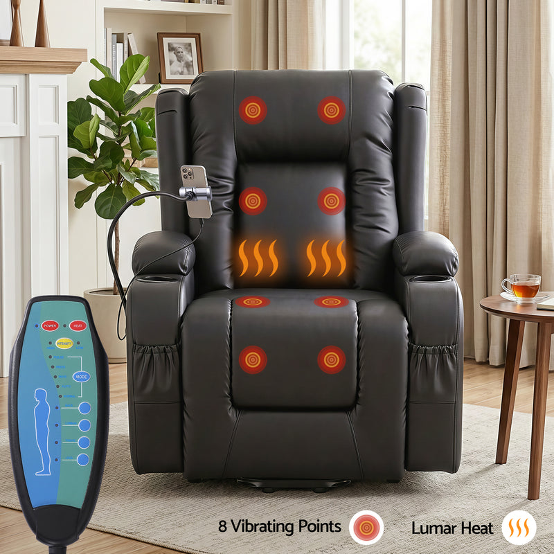 Artiss Power Lift Recliner Chair with Massage & Heat – Black